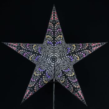 Kali schwarz  - Faltbarer Leuchtstern, Weihnachtsstern aus Papier mit 5 Zacken, 60 cm